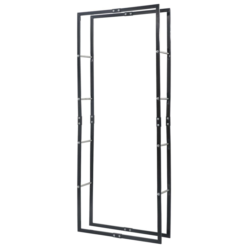 31.5x9.8x78.7 Steel Firewood Rack Black