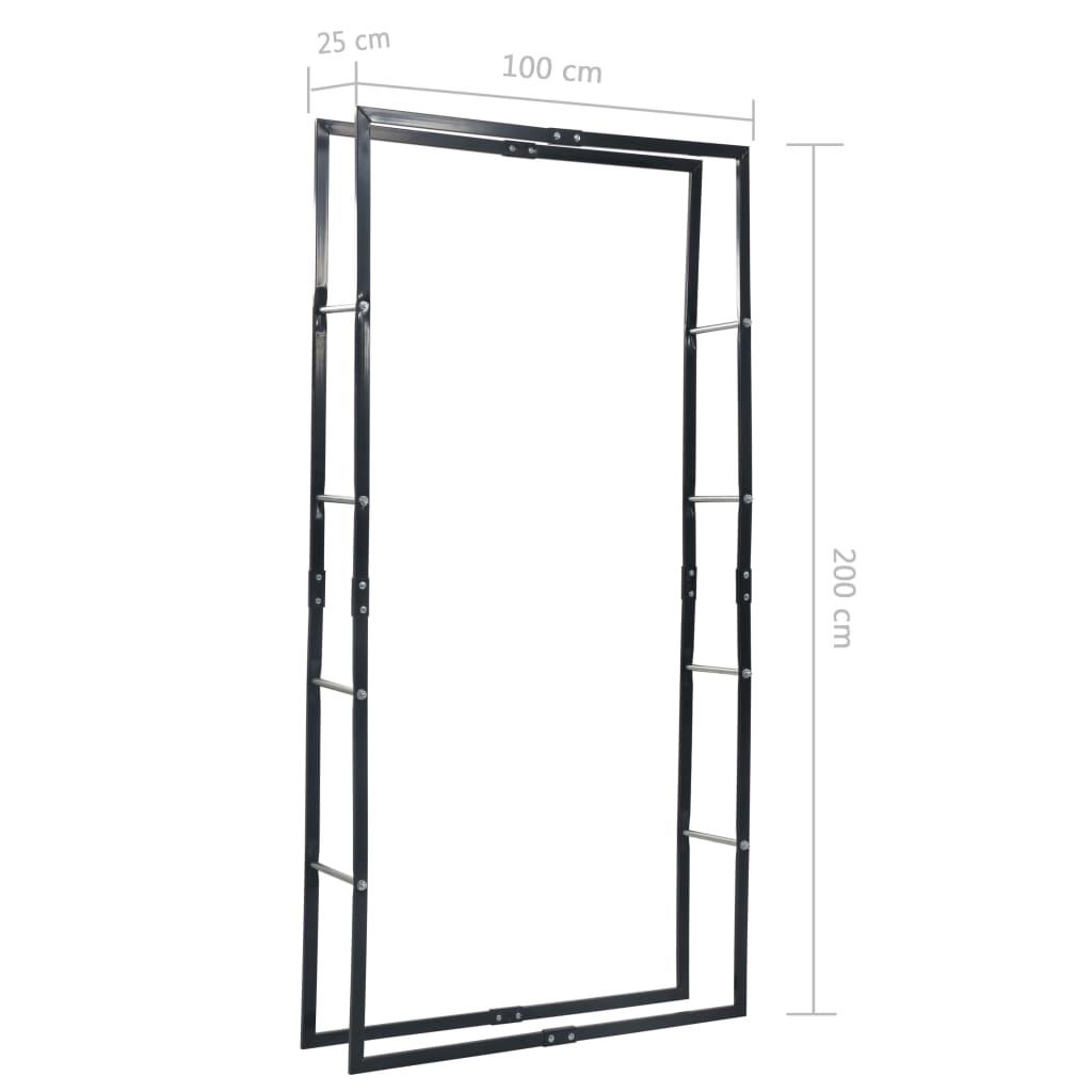 Firewood Rack Black 39.4x9.8x78.7 Steel