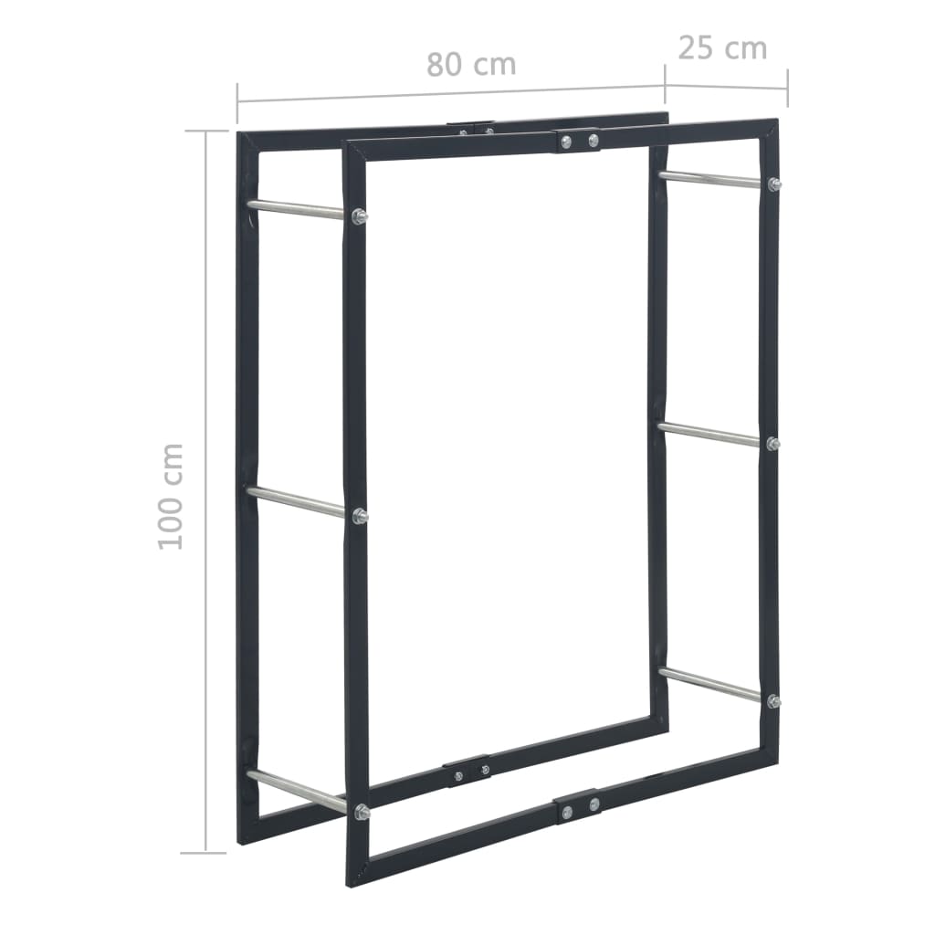 Firewood Rack Black 31.5x9.8x39.4 Steel