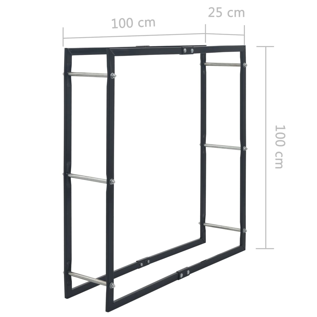 Firewood Rack Black 39.4x9.8x39.4 Steel