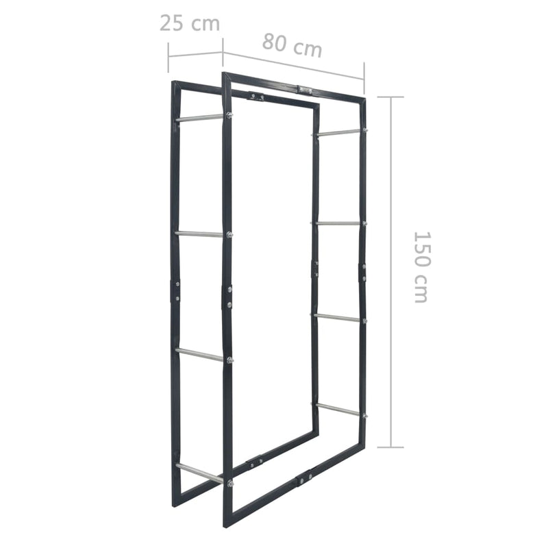 31.5"x9.8"x59.1" Steel Firewood Rack – Black, Heavy-Duty Wood Storage