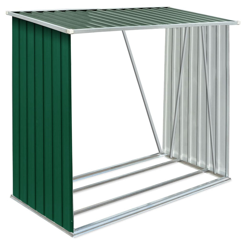 Galvanized Steel 64.2x32.7x60.6 Green Garden Log Storage Shed