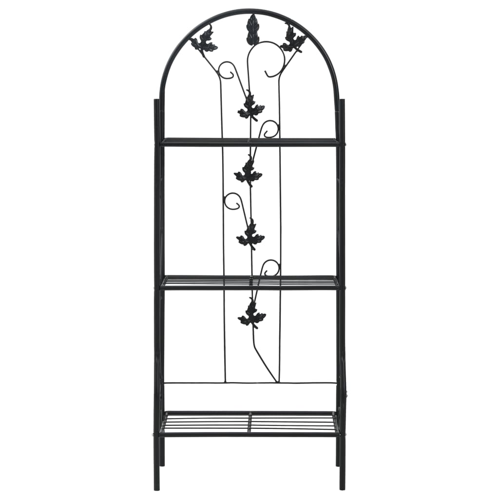 3-Layer Plant Rack Black 20.5 x 11 x 50.4 Inches Made of Durable Iron