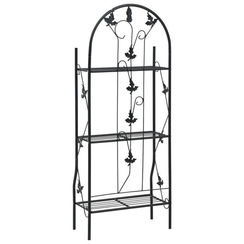 3-Layer Plant Rack Black 20.5 x 11 x 50.4 Inches Made of Durable Iron