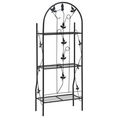 3-Layer Plant Rack Black 20.5 x 11 x 50.4 Inches Made of Durable Iron