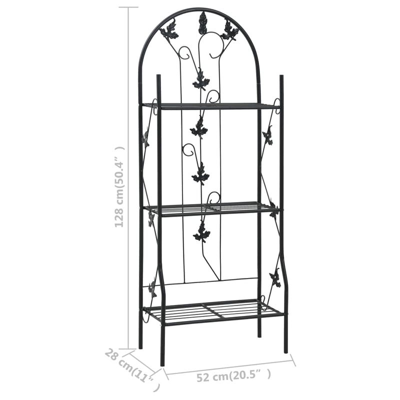 3-Layer Plant Rack Black 20.5 x 11 x 50.4 Inches Made of Durable Iron