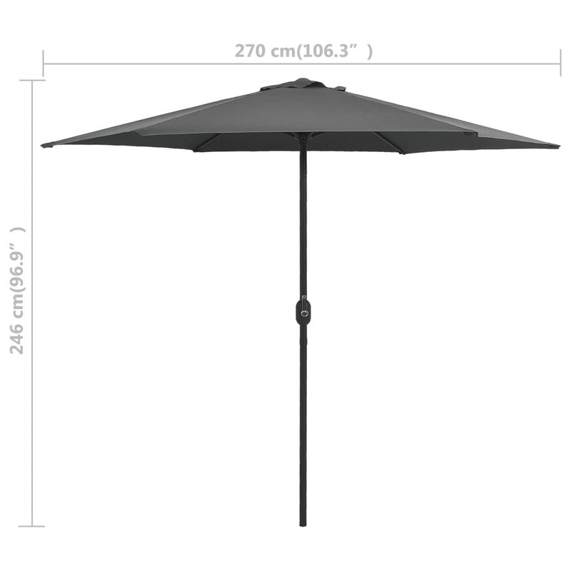 Garden Parasol with Aluminum Pole 106.3 x 96.9 Inches in Anthracite