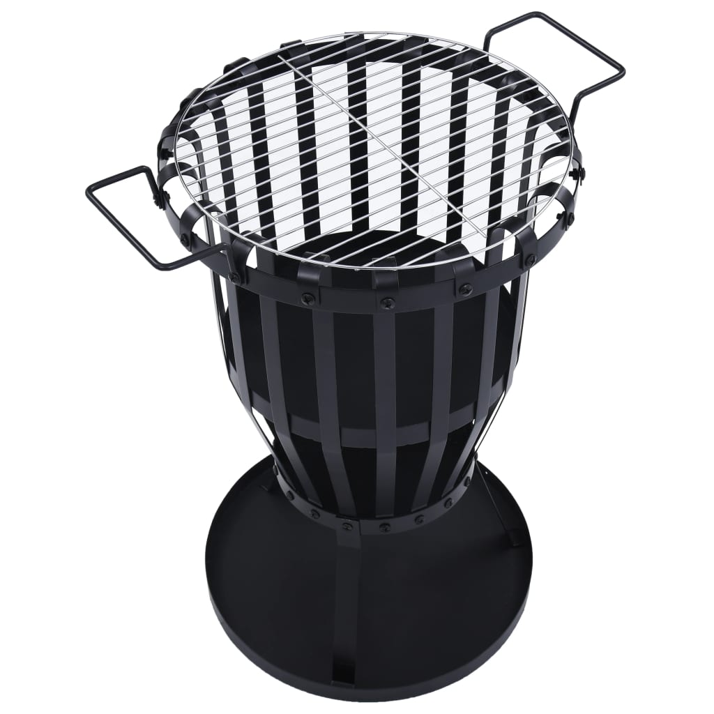 19" Steel Fire Pit Basket with BBQ Grill – Perfect for Garden Gatherings