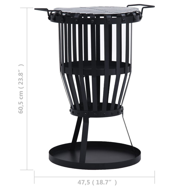 19" Steel Fire Pit Basket with BBQ Grill – Perfect for Garden Gatherings