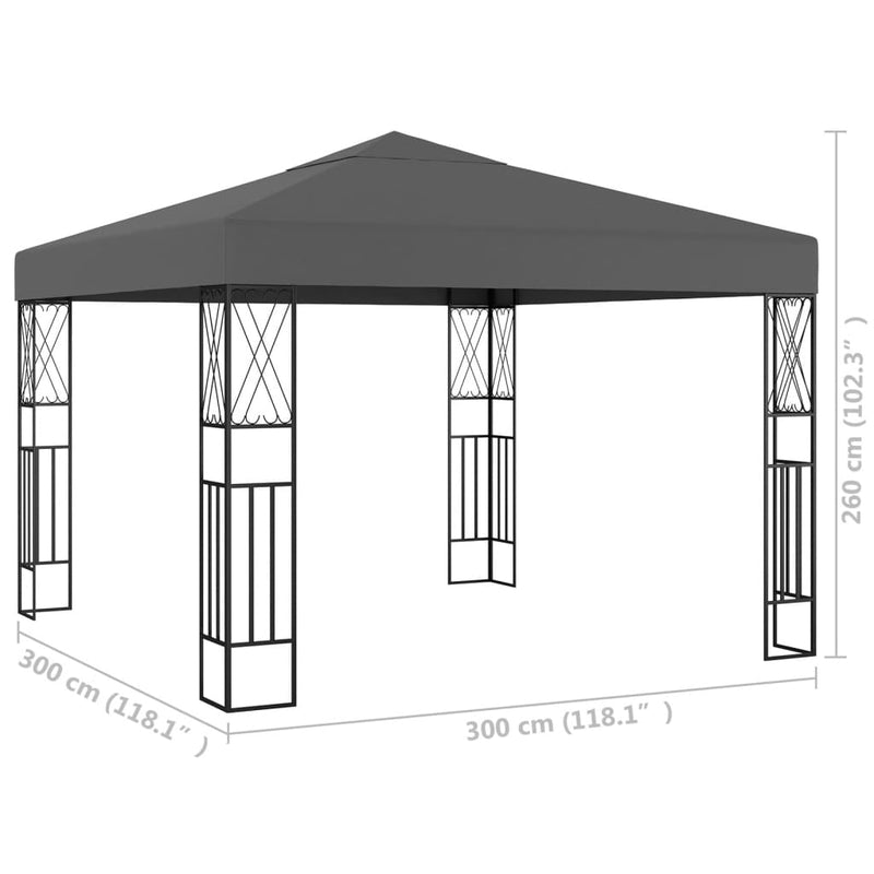 Anthracite Fabric Gazebo 9.8 x 9.8 Feet