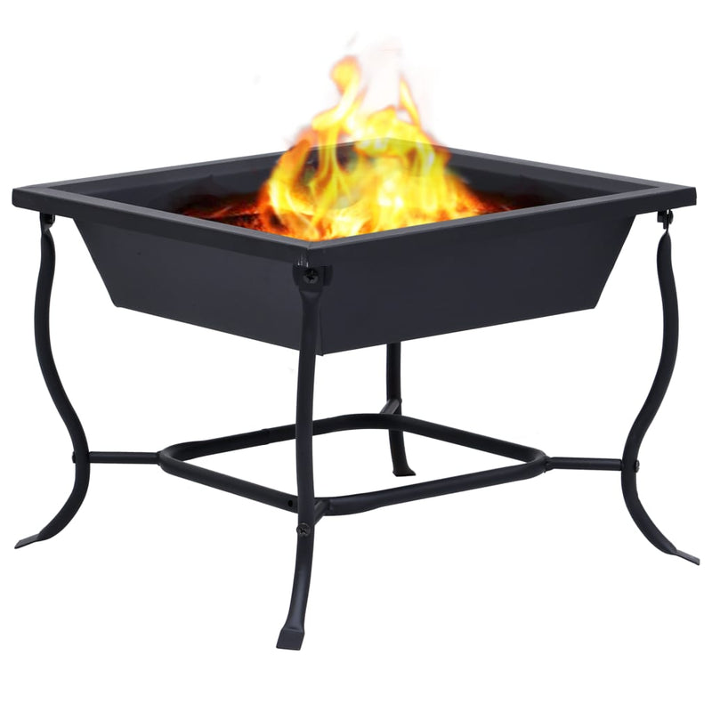 16.5x16.5x17.7 Inch Black Steel Fire Pit with Spark Guard – Outdoor Heating and BBQ