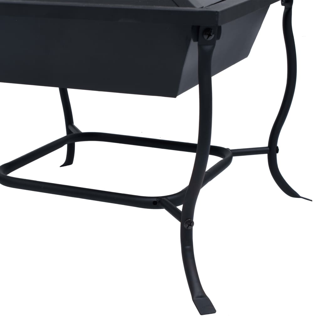 16.5x16.5x17.7 Inch Black Steel Fire Pit with Spark Guard – Outdoor Heating and BBQ