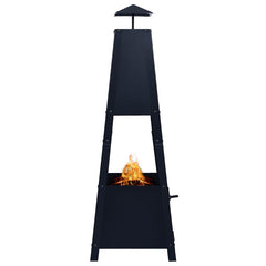 Durable Black Steel Fire Pit with Pyramid Design – 13.8x13.8x39 Inch Outdoor Heating