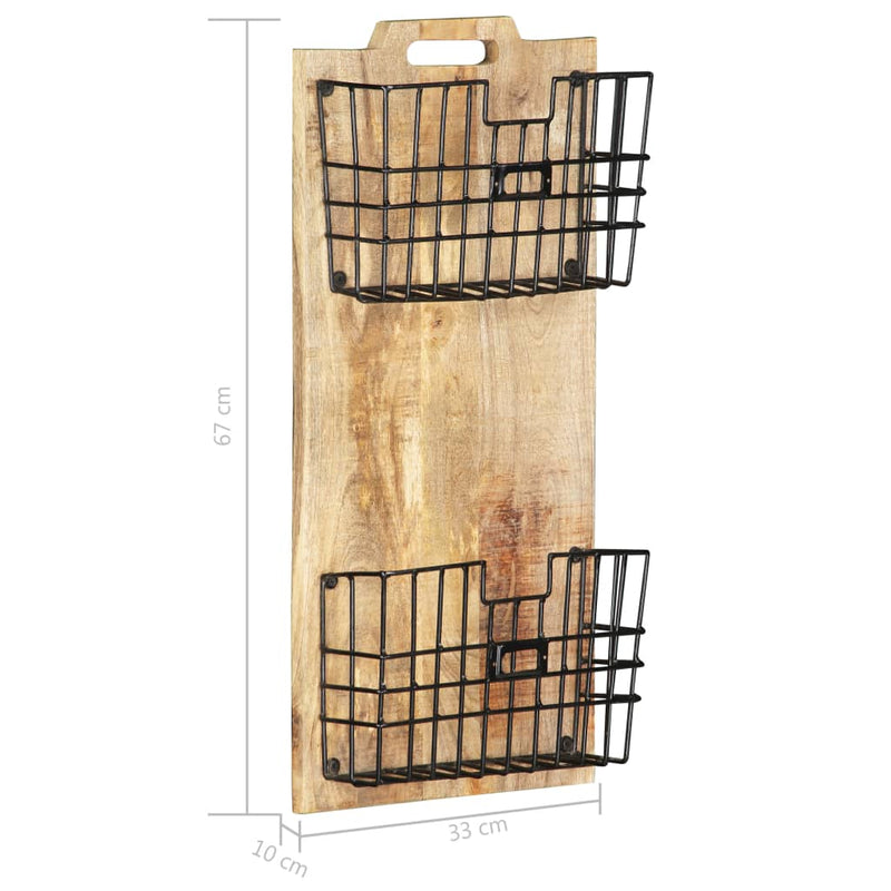 Wall-mounted Magazine Rack 13x3.9x26.4 Solid Rough Mango Wood