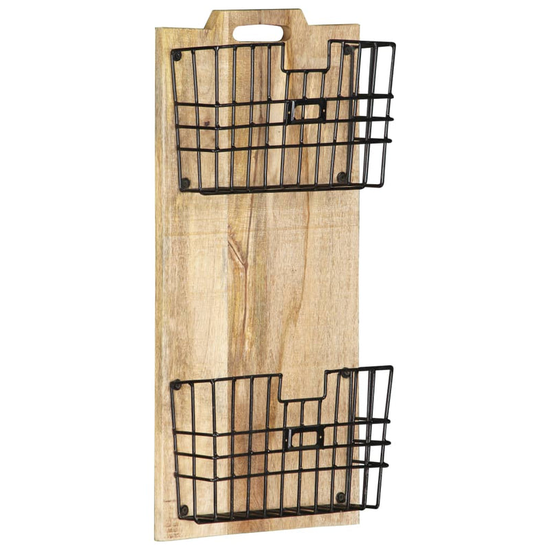 Wall-mounted Magazine Rack 13x3.9x26.4 Solid Rough Mango Wood