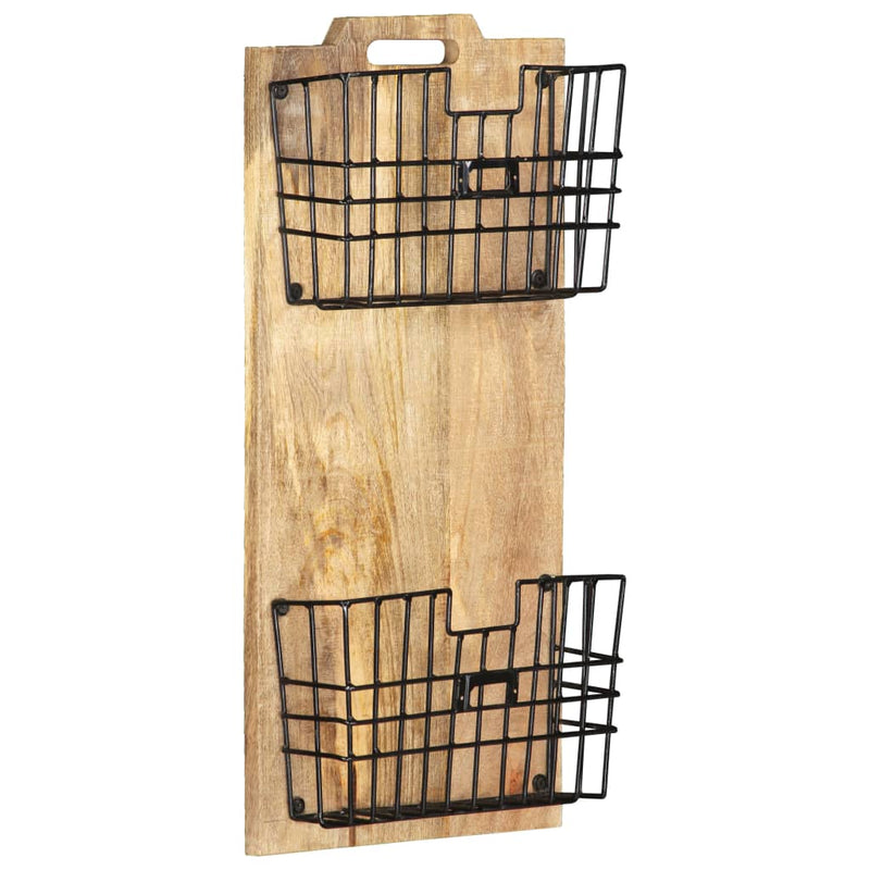 Wall-mounted Magazine Rack 13x3.9x26.4 Solid Rough Mango Wood