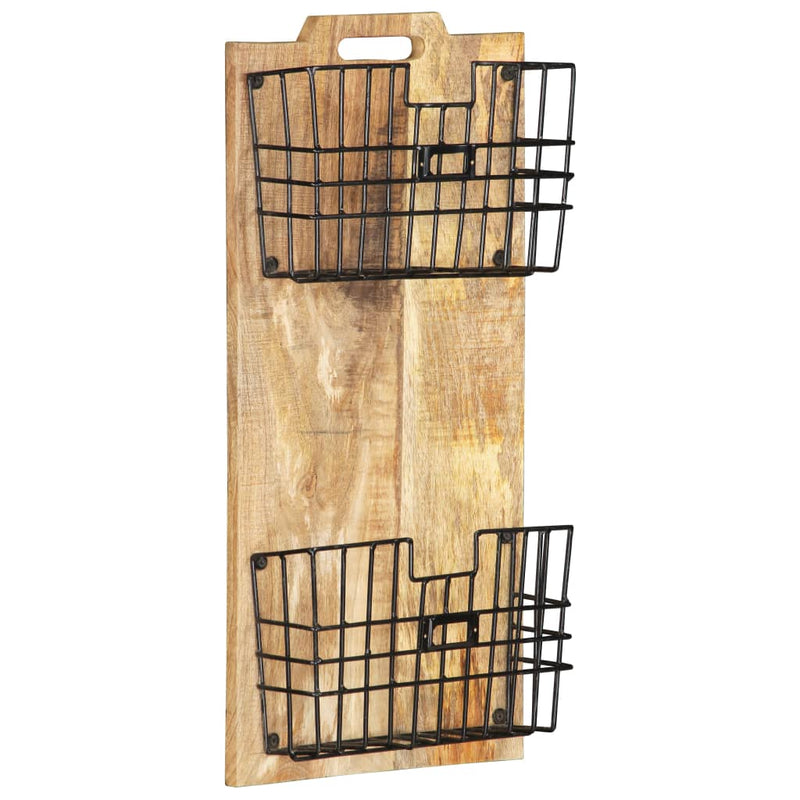 Wall-mounted Magazine Rack 13x3.9x26.4 Solid Rough Mango Wood