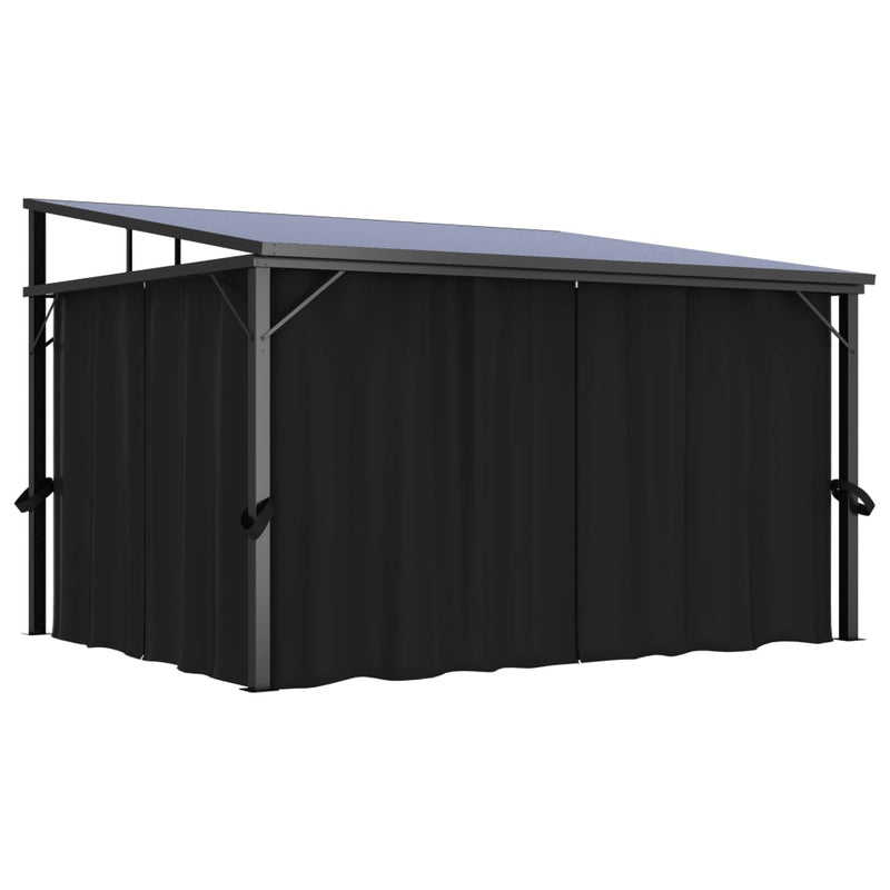 Gazebo with Curtain 13.3 x 9.6 x 8 Feet in Anthracite