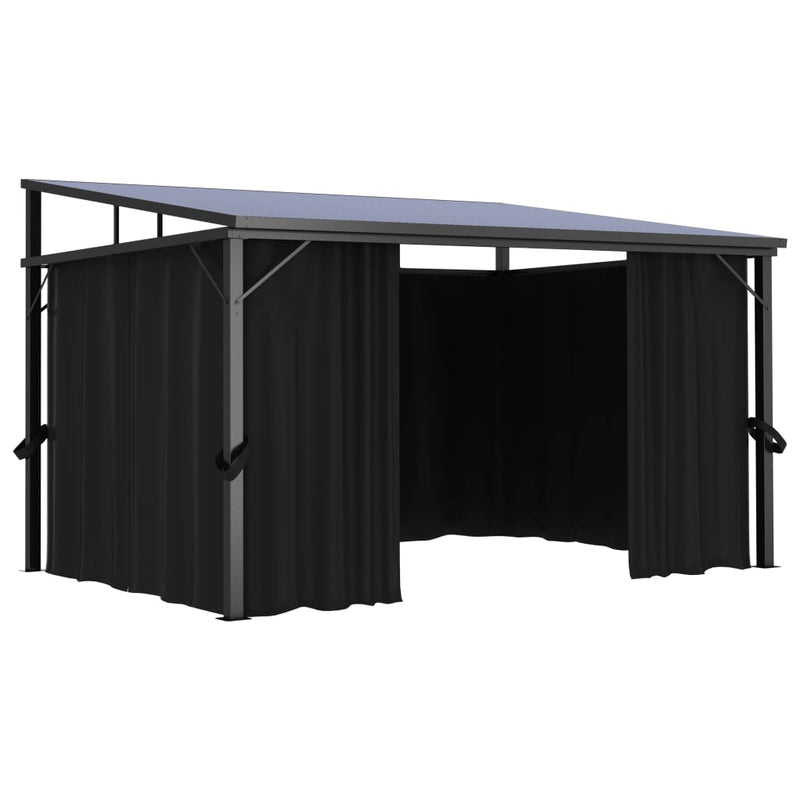 Gazebo with Curtain 13.3 x 9.6 x 8 Feet in Anthracite