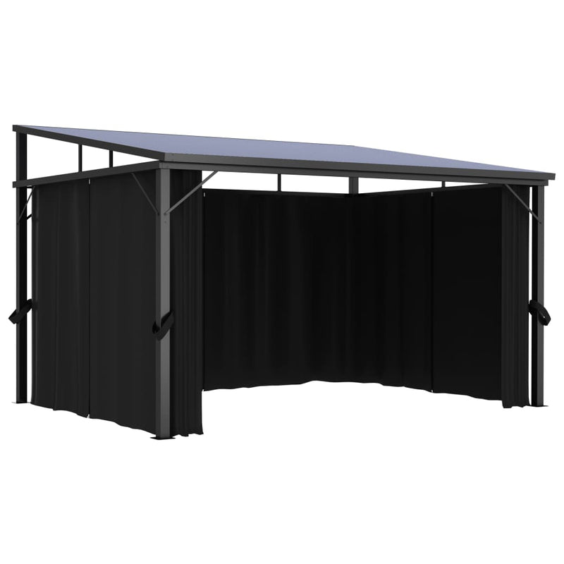 Gazebo with Curtain 13.3 x 9.6 x 8 Feet in Anthracite