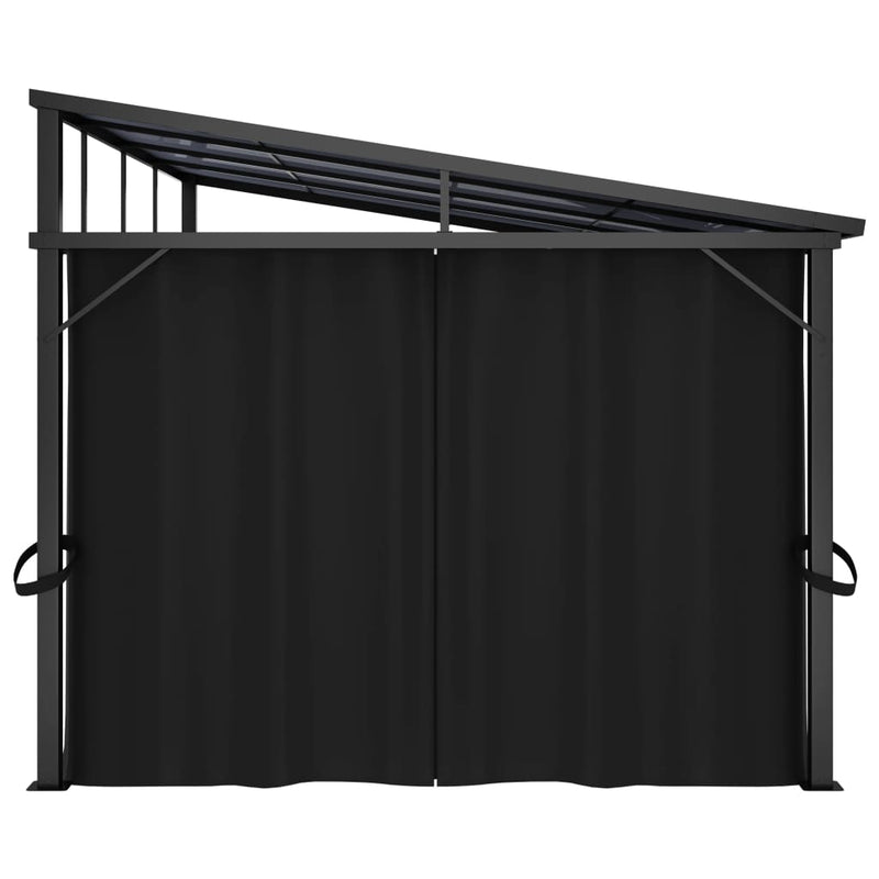 Gazebo with Curtain 13.3 x 9.6 x 8 Feet in Anthracite