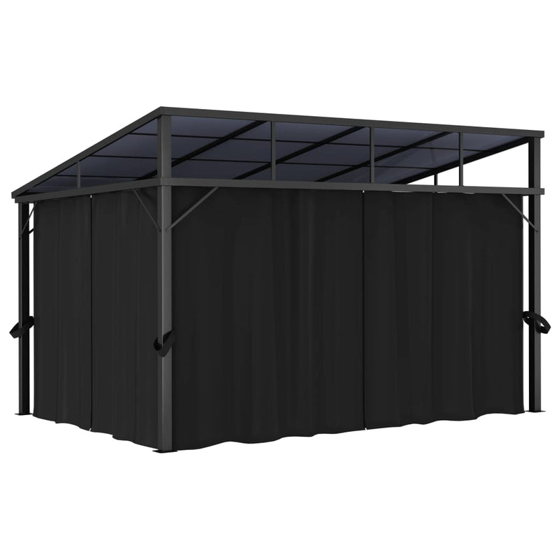 Gazebo with Curtain 13.3 x 9.6 x 8 Feet in Anthracite