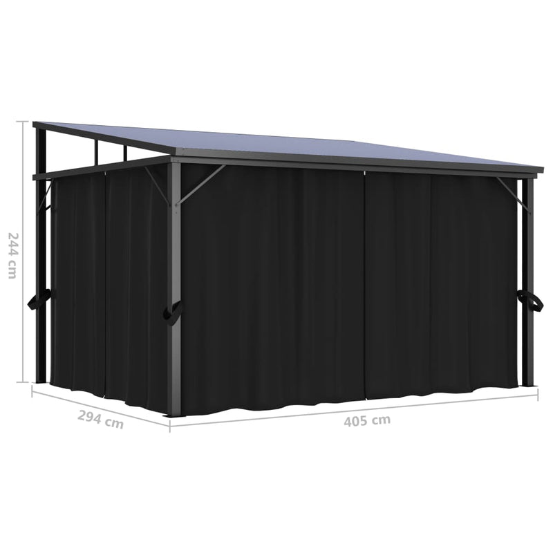 Gazebo with Curtain 13.3 x 9.6 x 8 Feet in Anthracite