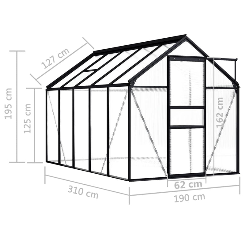 Modern Anthracite Aluminum Greenhouse 63.4 ft Great for Home Gardening