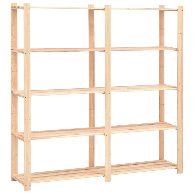 Durable 5-Tier Storage Racks Set of 2 66.9x15x66.9 Made of Solid Pinewood