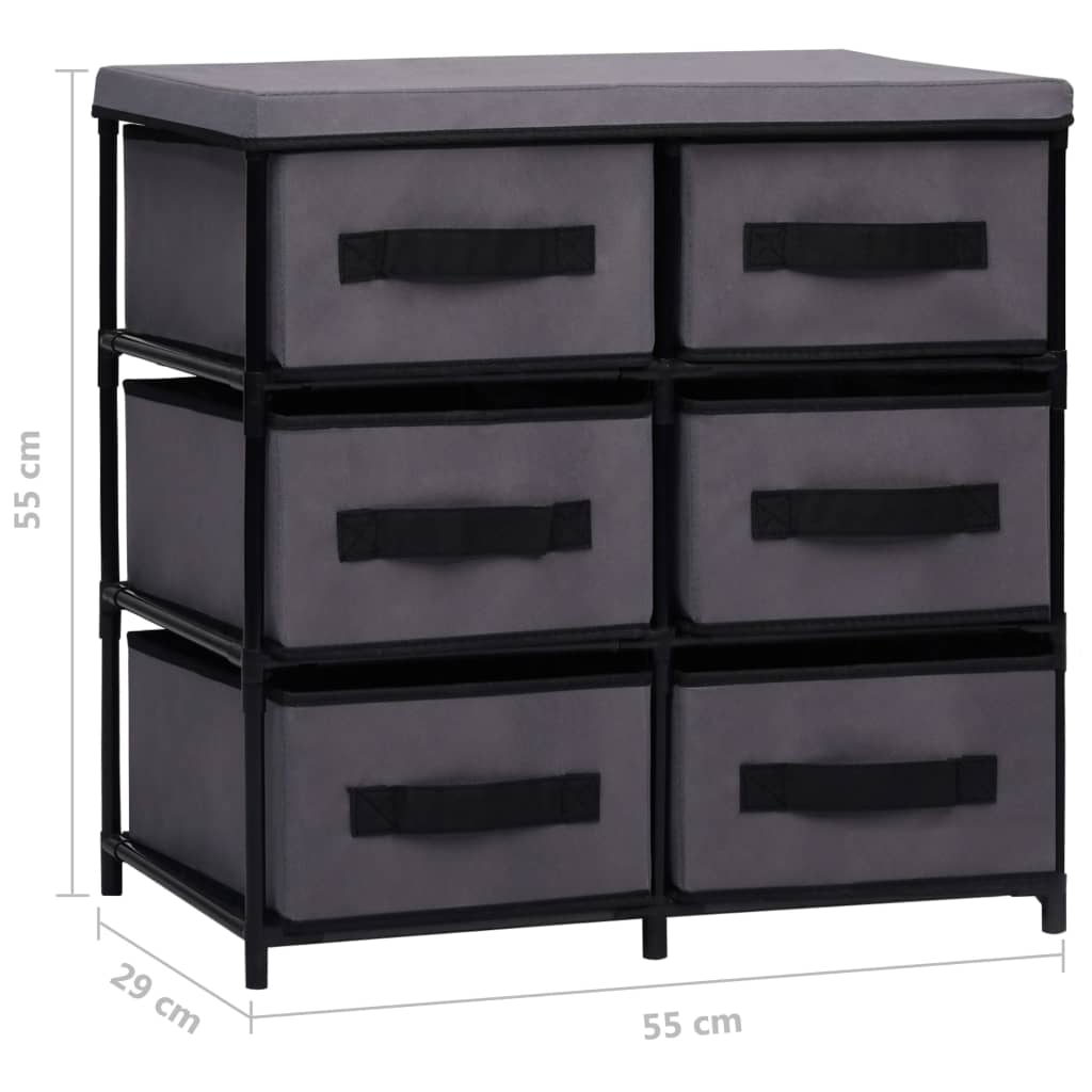 Gray Steel Storage Cabinet with 6 Drawers 21.7x11.4x21.7