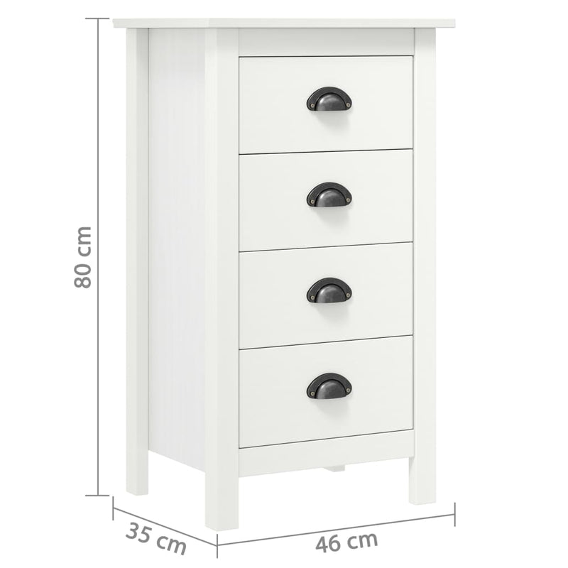 Sideboard Hill White 18.1x13.8x31.5 Solid Pine Wood