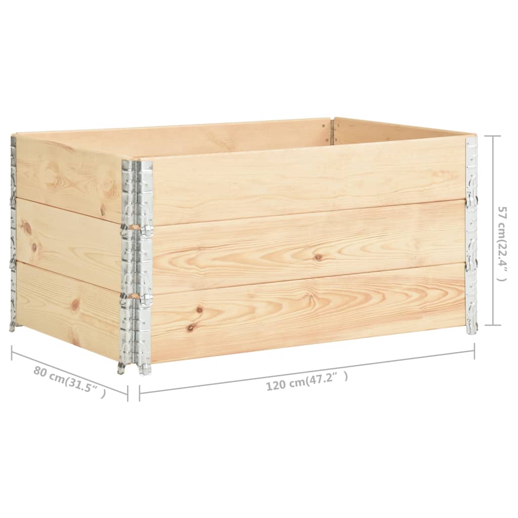 31.5x47.2 Pallet Collars Solid Pine Wood 3 Pieces