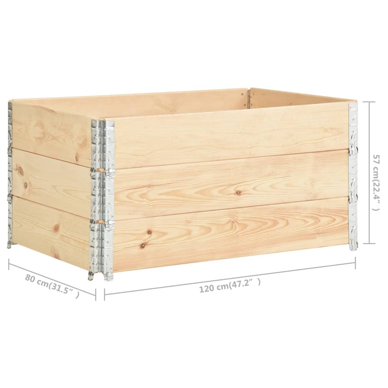 31.5x47.2 Pallet Collars Solid Pine Wood 3 Pieces