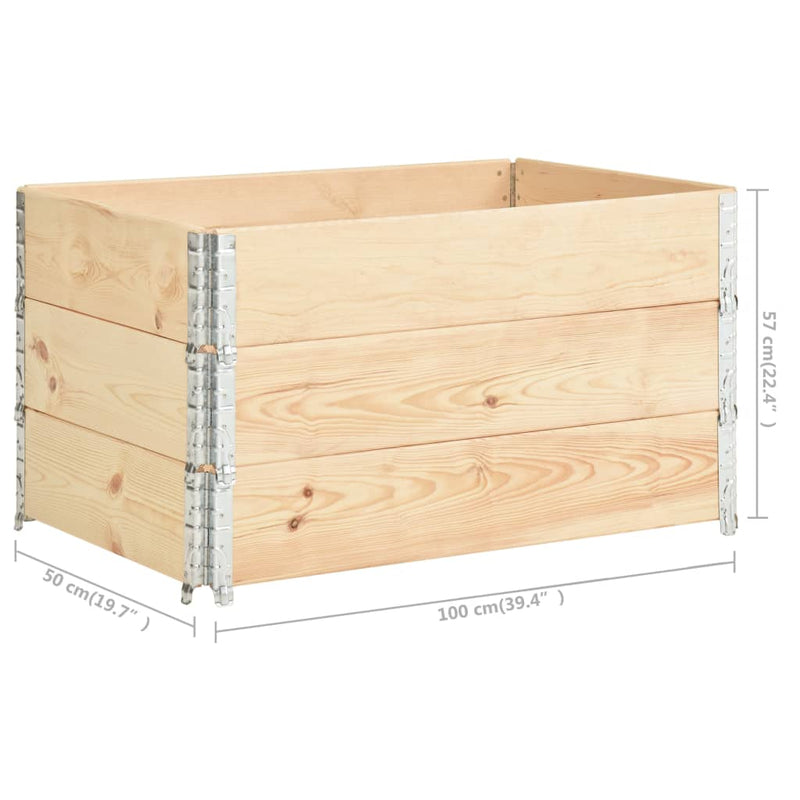 19.7x39.4 Pallet Collars Solid Pine Wood 3 Pieces