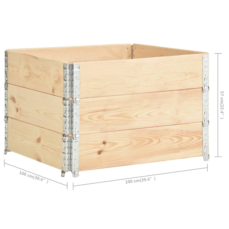 Solid Pine Wood Pallet Collars 39.4x39.4 Set of 3