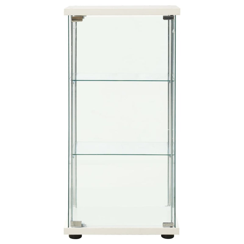 White Storage Cabinet with Tempered Glass