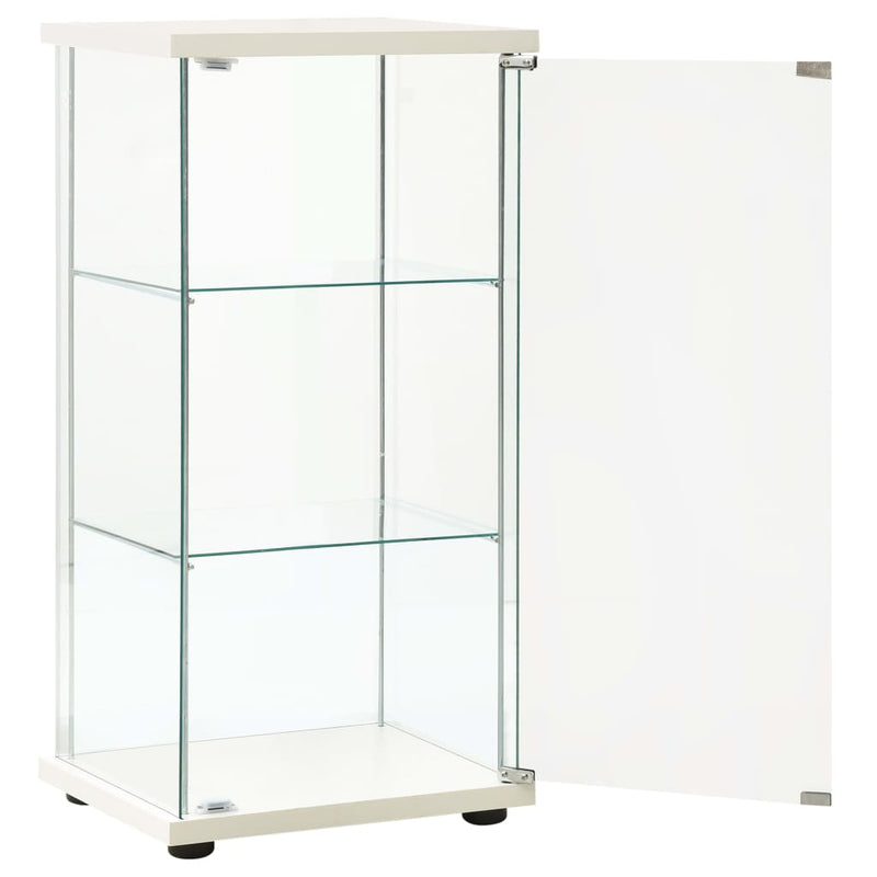 White Storage Cabinet with Tempered Glass