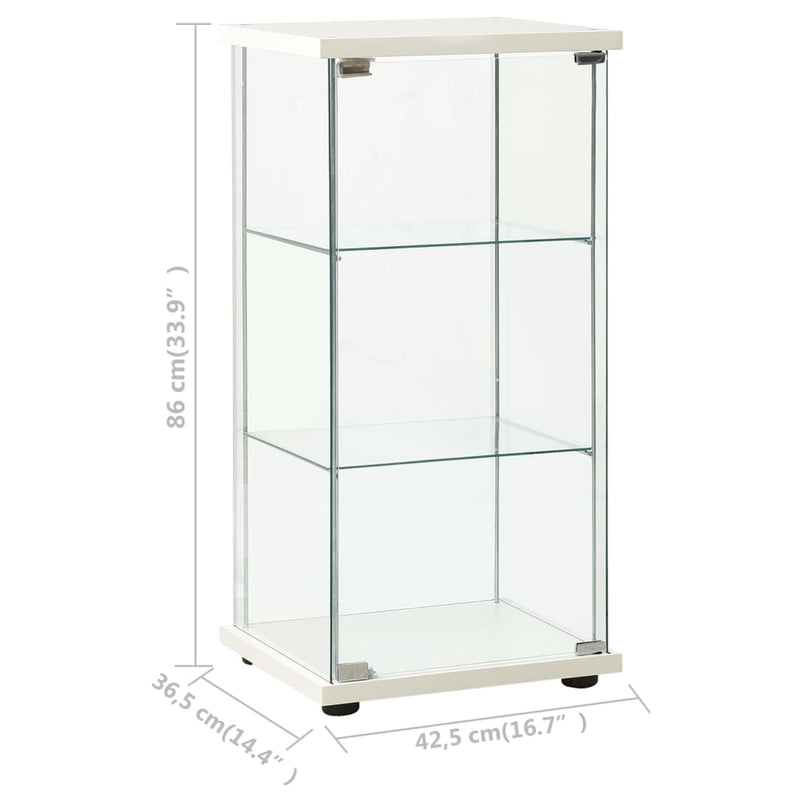 White Storage Cabinet with Tempered Glass