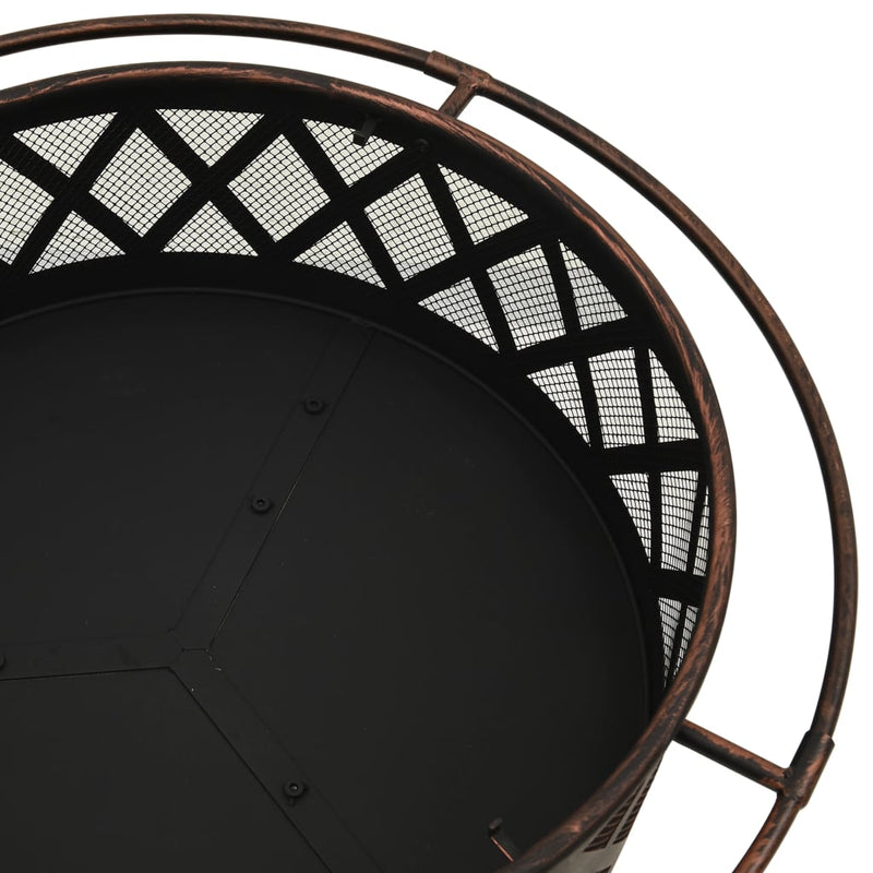 Rustic Fire Pit with Poker 29.9 XXL Steel