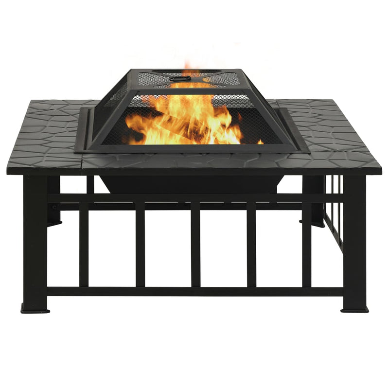 Garden Fire Pit with Poker 31.9x31.9x18.5 XXL Steel