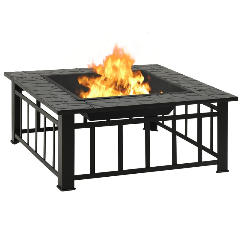 Garden Fire Pit with Poker 31.9x31.9x18.5 XXL Steel