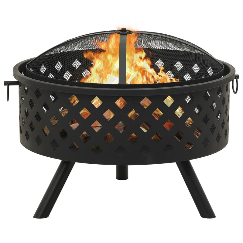 XXL 26.8" Steel Fire Pit with Poker Outdoor Heating