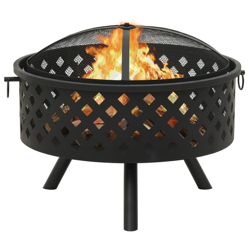 XXL 26.8" Steel Fire Pit with Poker Outdoor Heating