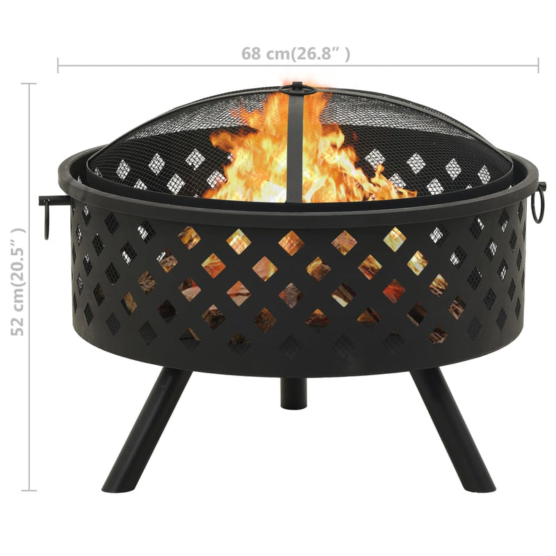 XXL 26.8" Steel Fire Pit with Poker Outdoor Heating