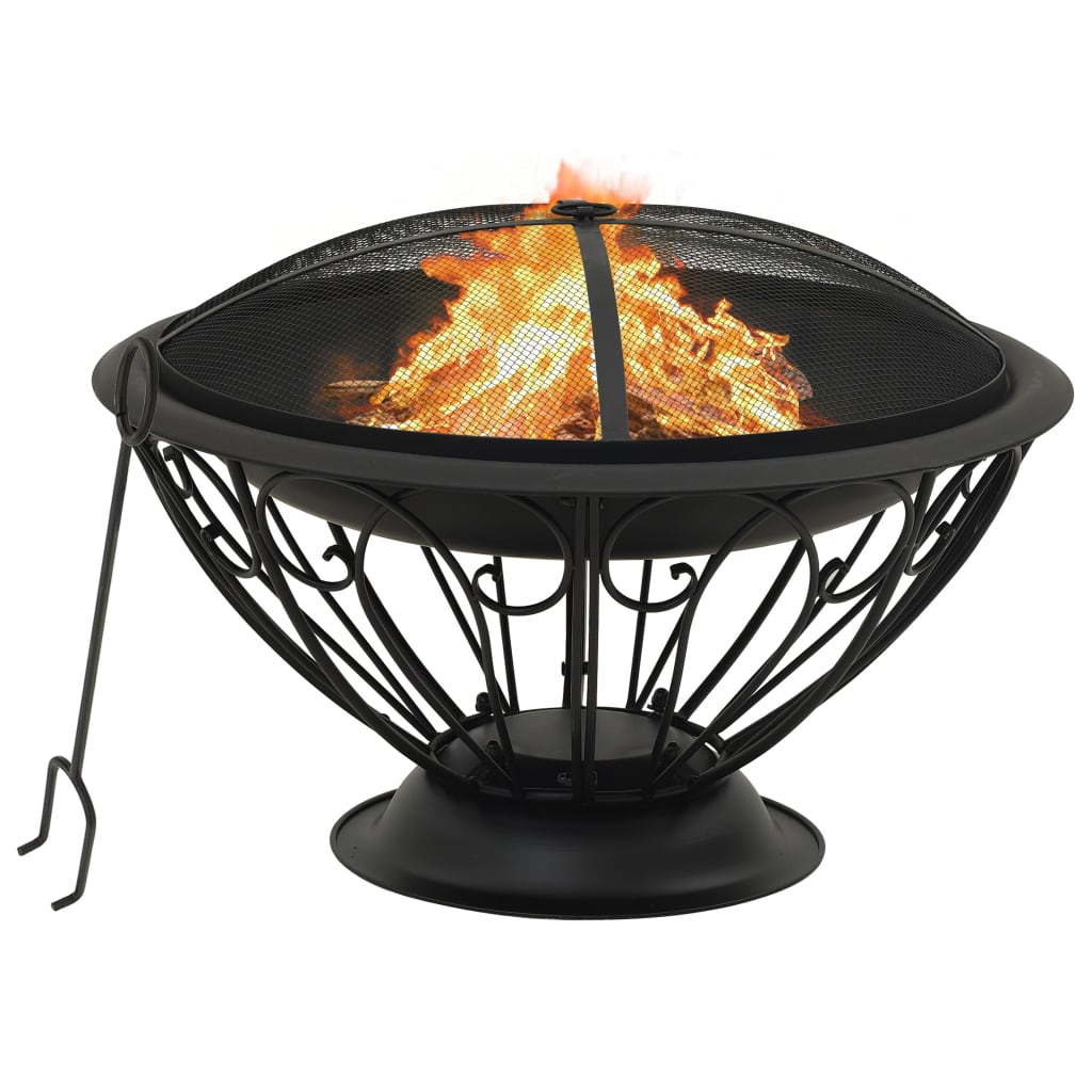 Fire Pit with Poker 29.5 XXL Steel