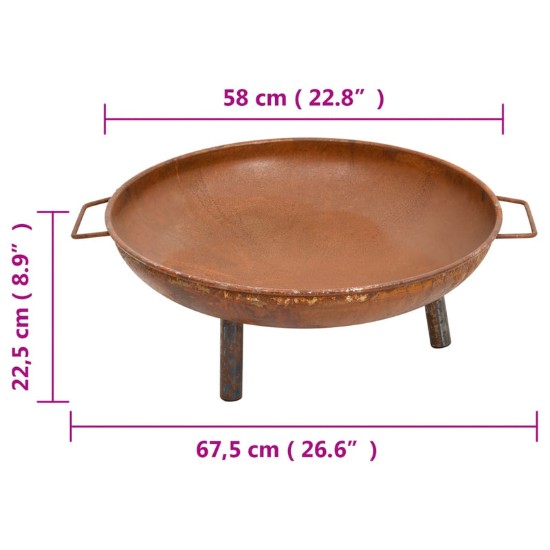 26.6"x22.8"x8.9" Steel Fire Pit Durable Outdoor Heating