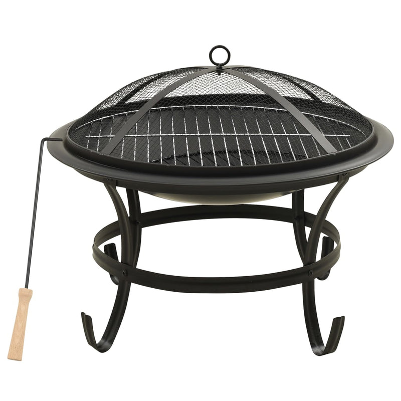 2-in-1 Fire Pit and BBQ with Poker 22x22x19.3 Steel