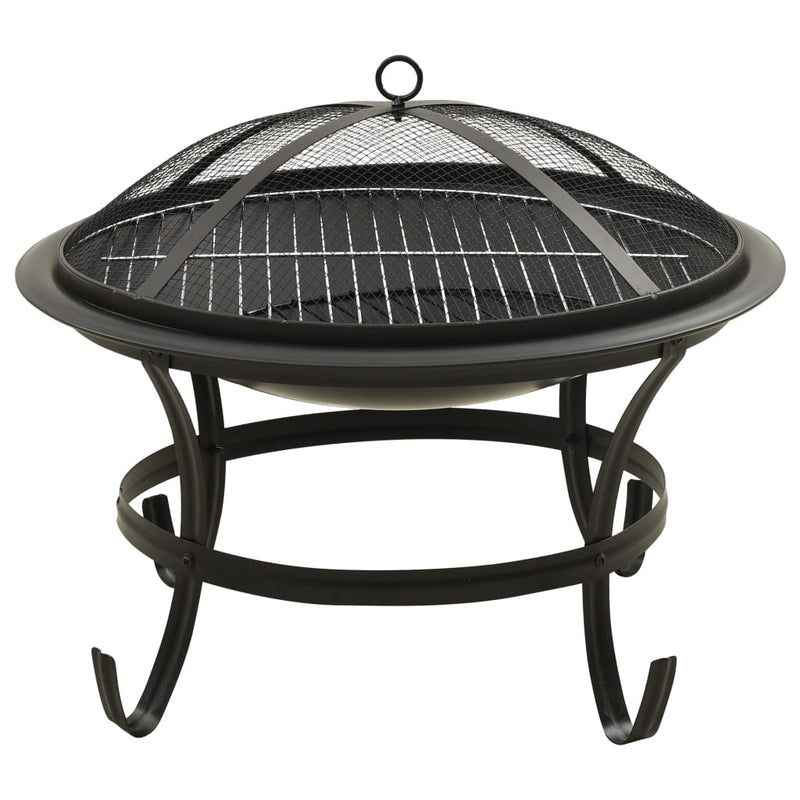 2-in-1 Fire Pit and BBQ with Poker 22x22x19.3 Steel