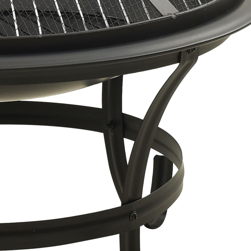 2-in-1 Fire Pit and BBQ with Poker 22x22x19.3 Steel