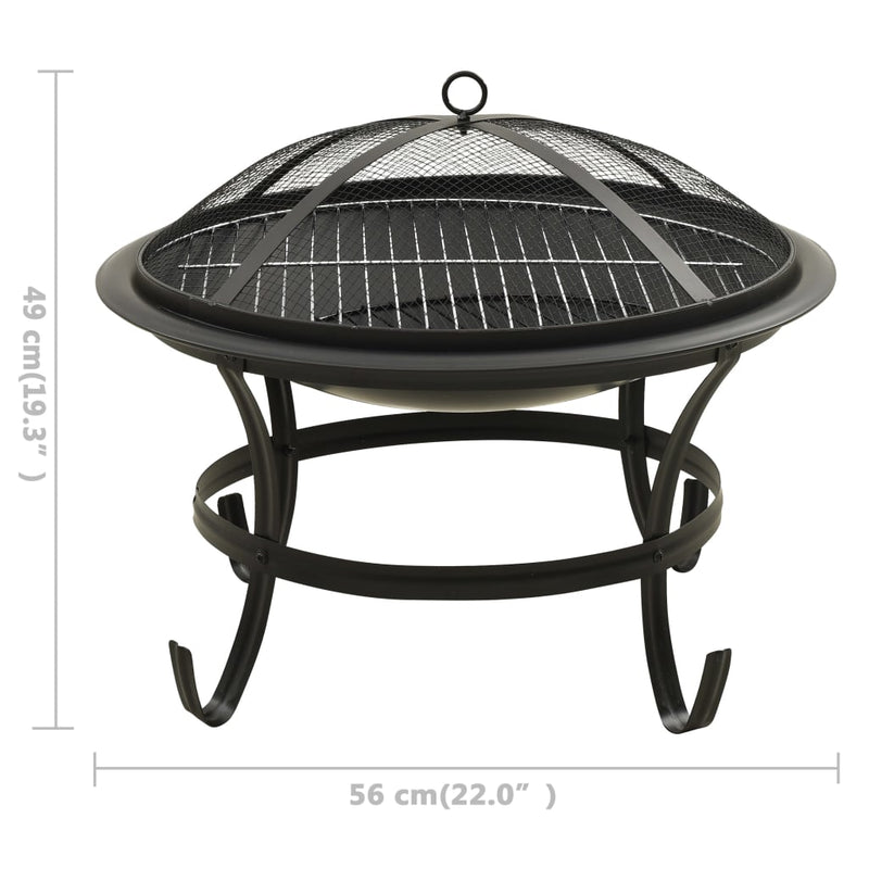 2-in-1 Fire Pit and BBQ with Poker 22x22x19.3 Steel